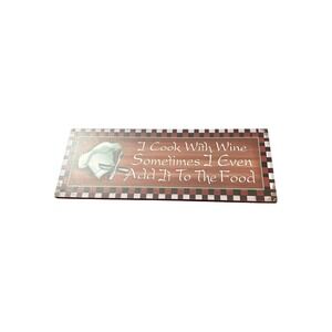 JD Yeatts & Son I Cook With Wine Wood Wall Sign Kitchen Decor Plaque 15x6